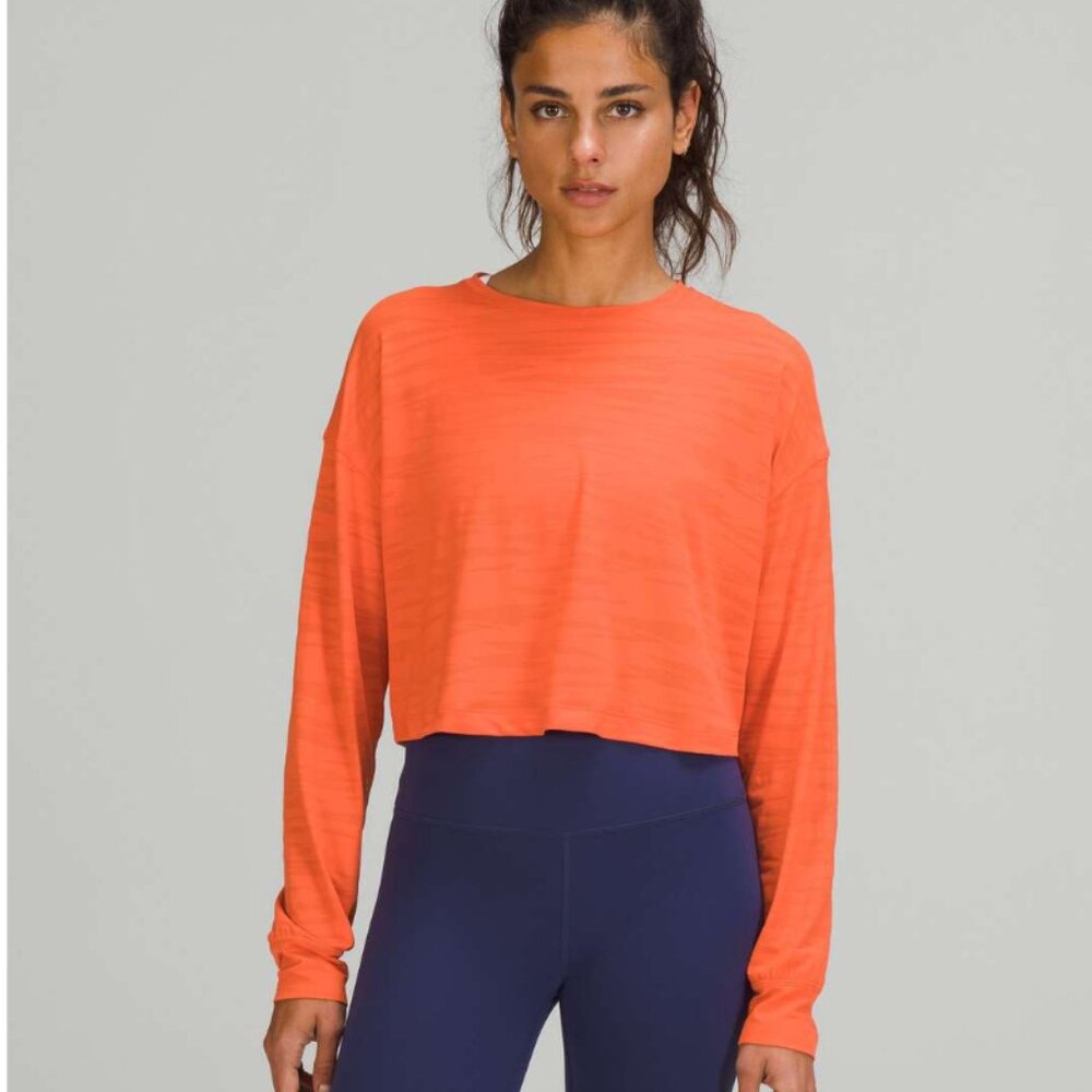 Lululemon Muscle Love Long Sleeve Shirt *Tiger Mesh — Size 6, Warm Coral